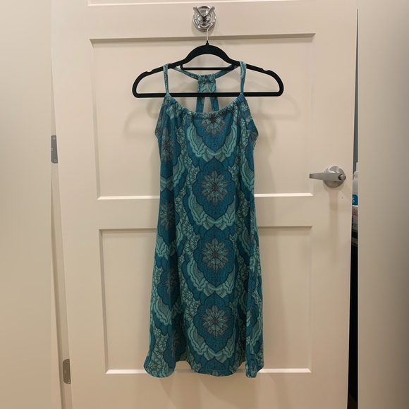 Prana Dresses & Skirts - Prana Size S Women Teal Paisley Stretch Halter Neck Midi Athletic Slim Dress